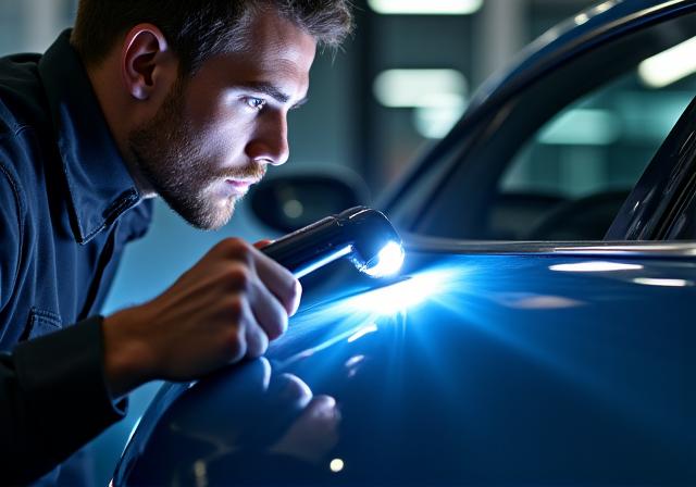 完成した車を厳しくチェックするディテイラー